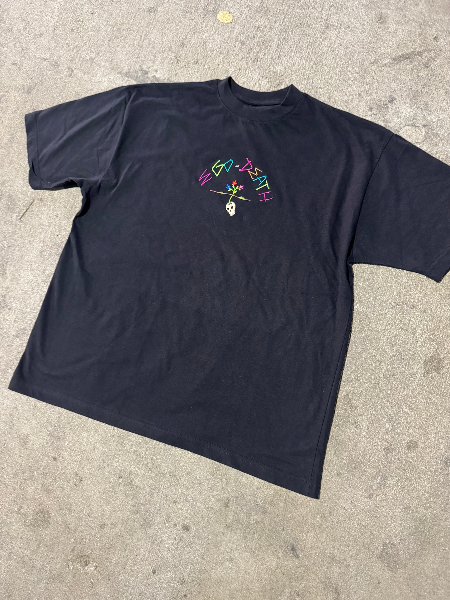 skull/flower tee black