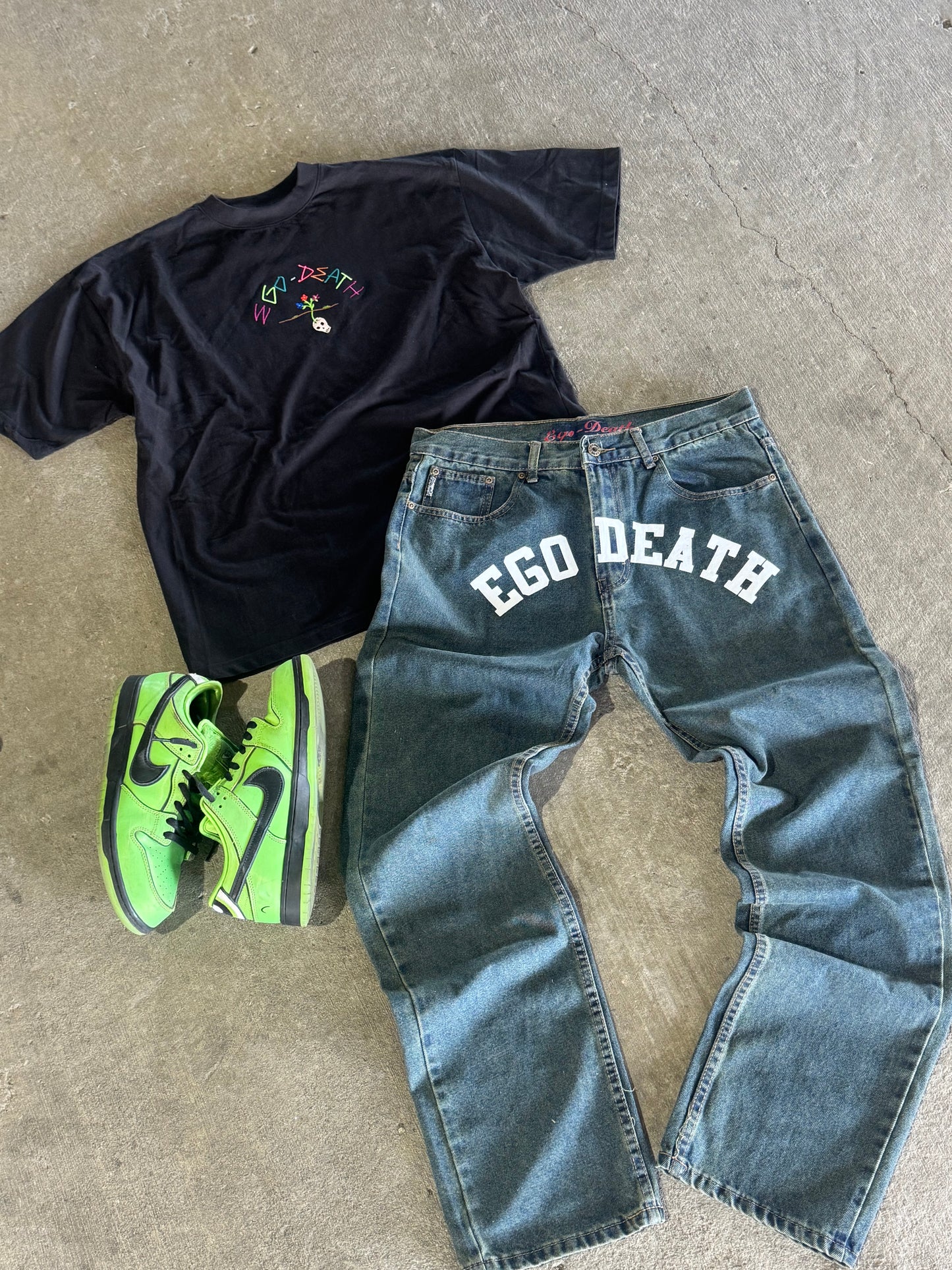 skull/flower tee black